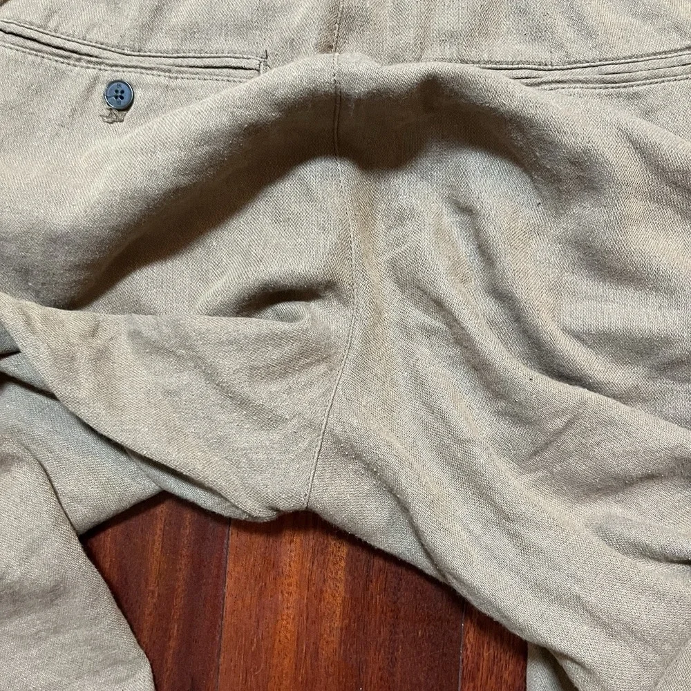 Banana Republic Pants Mens 32x32 (33x30) Tan Beige Slim Fit LINEN Blend Preppy